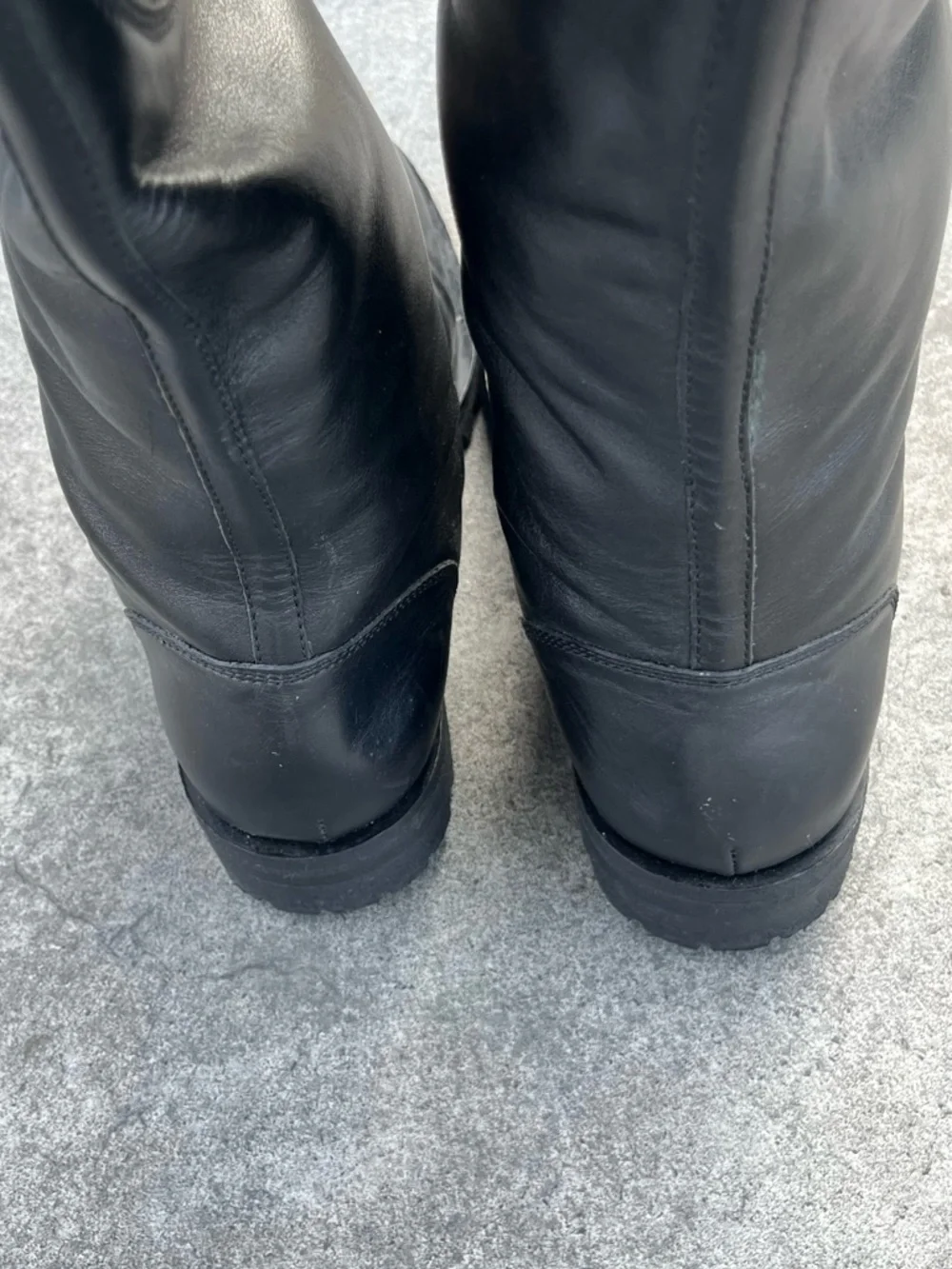 New! Telfar Unisex Black Leather Lug Sole Tall Logo Boot